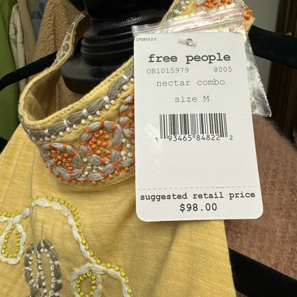 Free People Yellow and Gold Embellished High Neck Crop Top - Picture 5 of 5